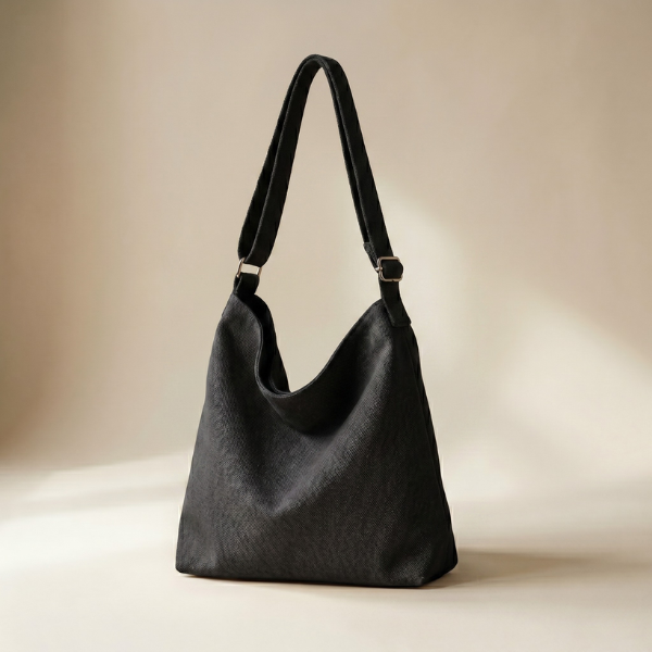 Hobo Bag with Zip Cotton Black color