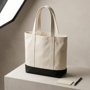 Boat Style Mini Bag Cotton Black & White Duwl Color