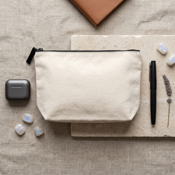Travel Makeup Pouch (300GSM), Zip Closure, Tall and Slim