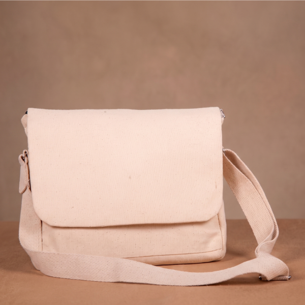 Laptop Messenger Bag (Cotton Canvas), Main Zipper, Side pocket