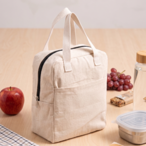 Lunch Bag (Cotton Canvas), Zip Closure, Padded Sides