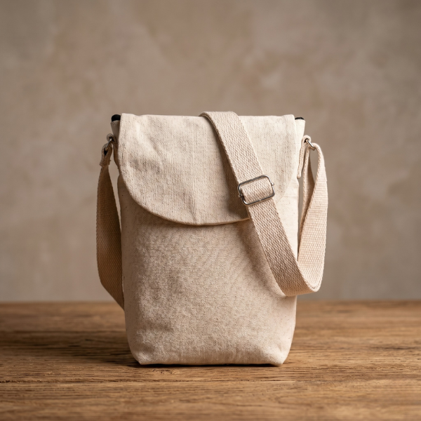 Sling Bag (Cotton Canvas), Zipper Closure, Adjustable Strap