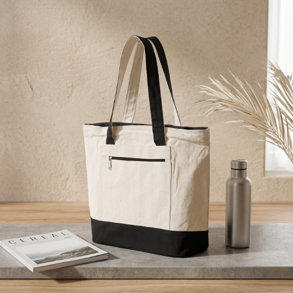 Pro Style Boat Tote Bag Medium (Cotton Canvas), Zipper Closure